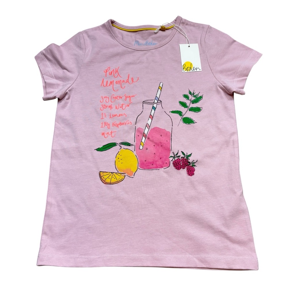 Brand new with Tags Boden Painterly Printed T-Shirt French Pink Lemonade 8-9 Yrs